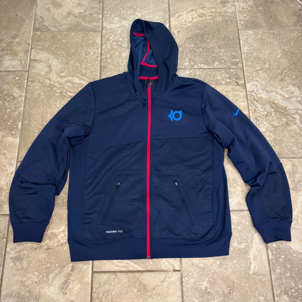 Nike KD Kevin Durant Therma-FIT Full Zip Hoodie Mens XL Navy Blue 618297-410